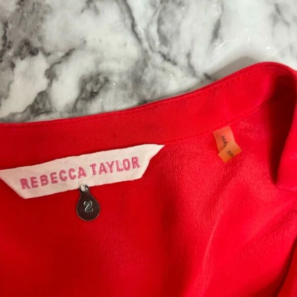 Rebecca Taylor 100% Silk Red shirt Dress size 2 simple classic - Picture 7 of 7